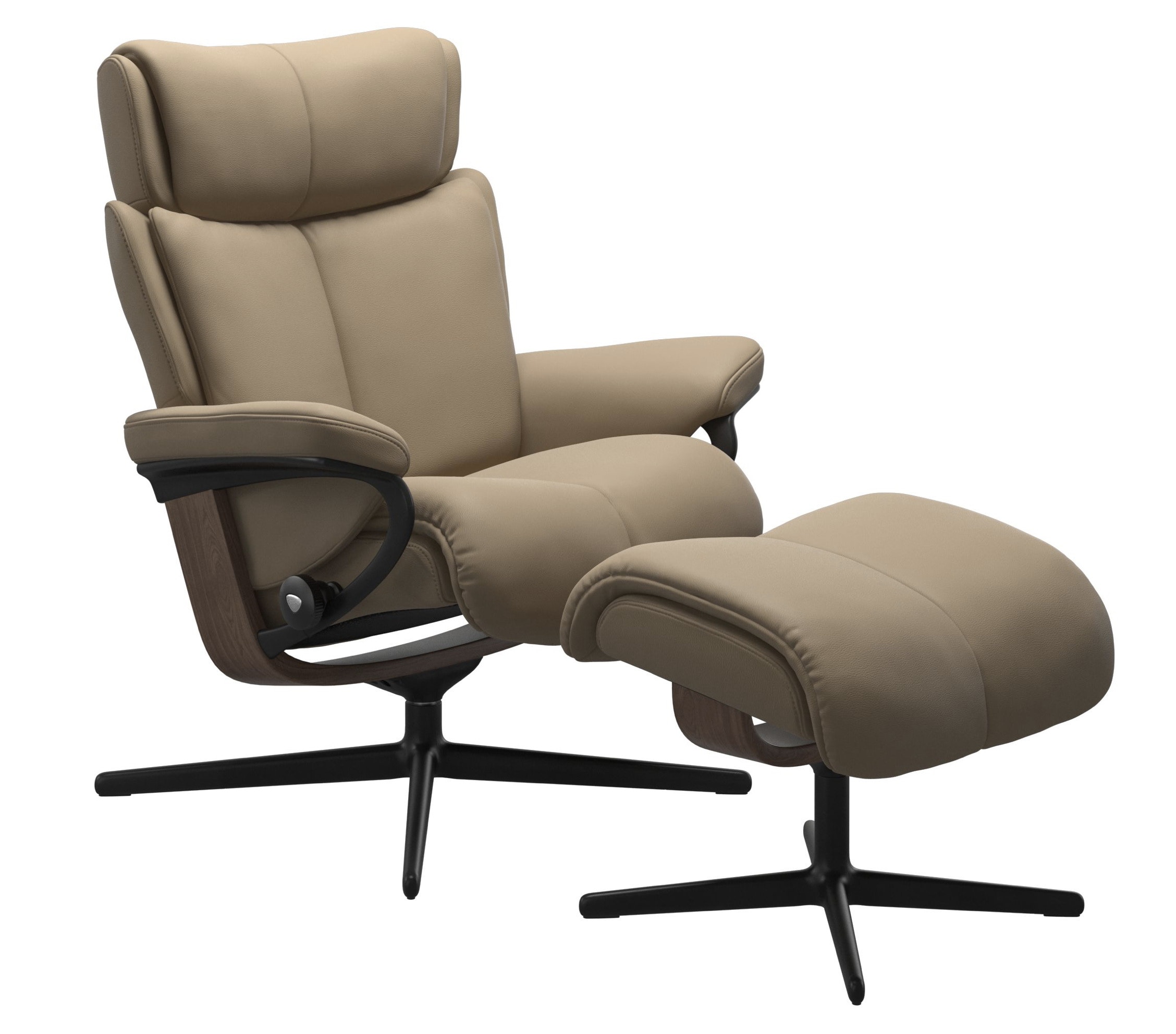 Stressless Magic Large Cross Base Chair and Ottoman